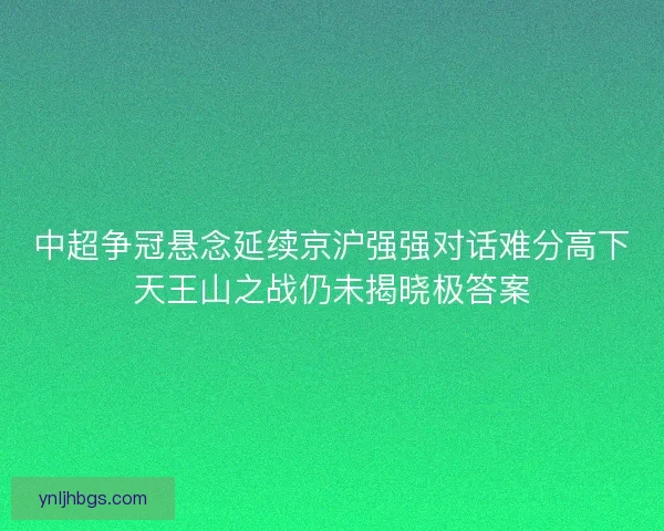 中超争冠悬念延续京沪强强对话难分高下天王山之战仍未揭晓极答案