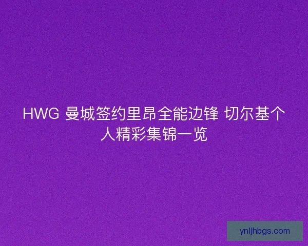 HWG 曼城签约里昂全能边锋 切尔基个人精彩集锦一览