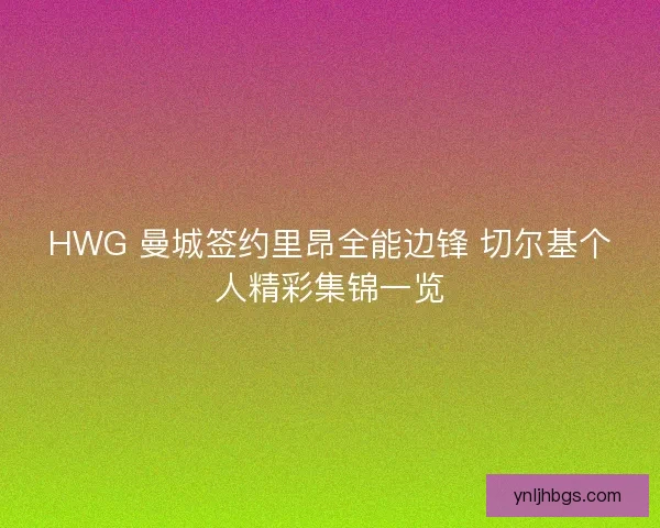 HWG 曼城签约里昂全能边锋 切尔基个人精彩集锦一览